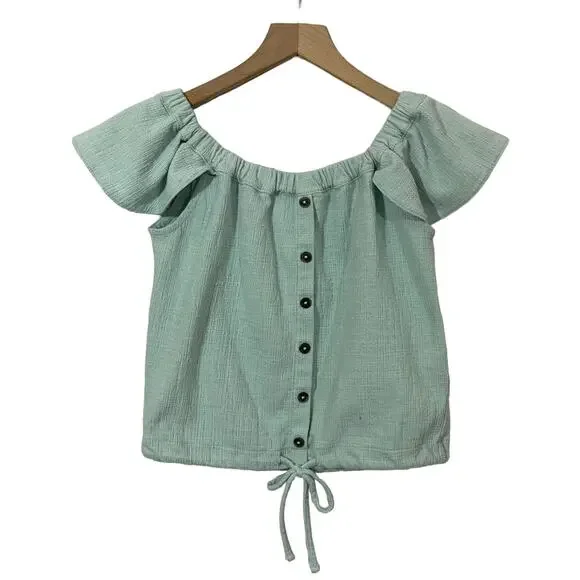 Madewell Texture & Thread Off-the-Shoulder Top - Faraway Sky - XS - Picture 2 of 12